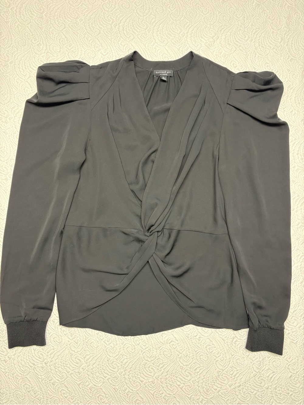 Current Air Black Twist-Front Long Sleeve Blouse